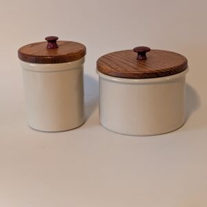 Ceramic Kitchen Canister Set with Wooden Lids